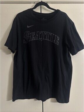 Nike Seattle Mariners MLB Alternate Wordmark Black Graphic T-Shirt Men's Size L